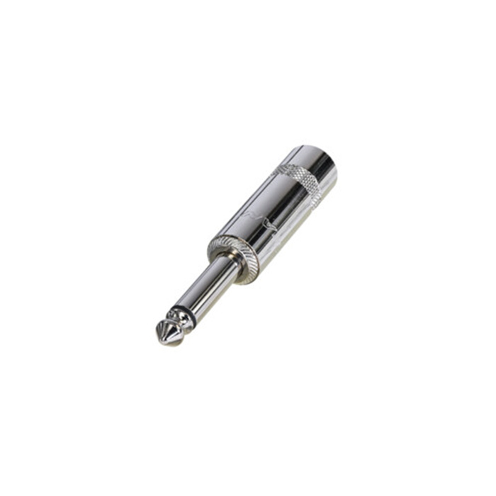1/4" phone plug (6.35mm male jack), 2 pole (Mono), long handle (OD of 8 mm) 1/4" phone plug (6.35mm male jack), 2 pole (Mono), long handle (OD of 8 mm)