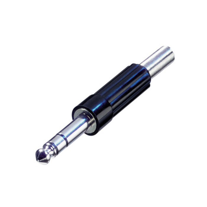 1/4" phone plug (6.35mm male jack), 3 pole (Stereo), plastic handle with flexible strain relief 1/4" phone plug (6.35mm male jack), 3 pole (Stereo), plastic handle with flexible strain relief