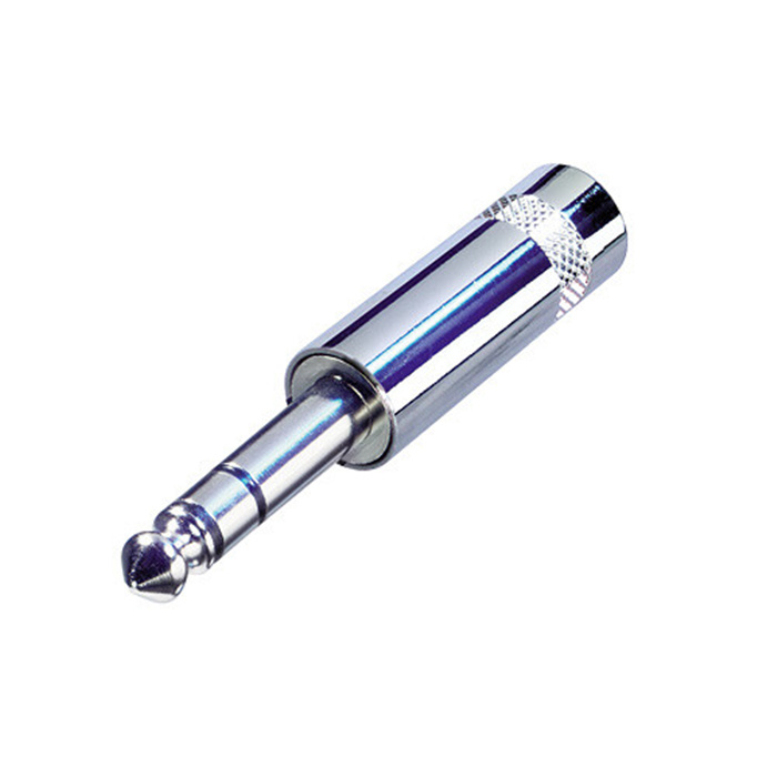 1/4" phone plug (6.35mm male jack), 3 pole (Stereo), short metal handle 1/4" phone plug (6.35mm male jack), 3 pole (Stereo), short metal handle