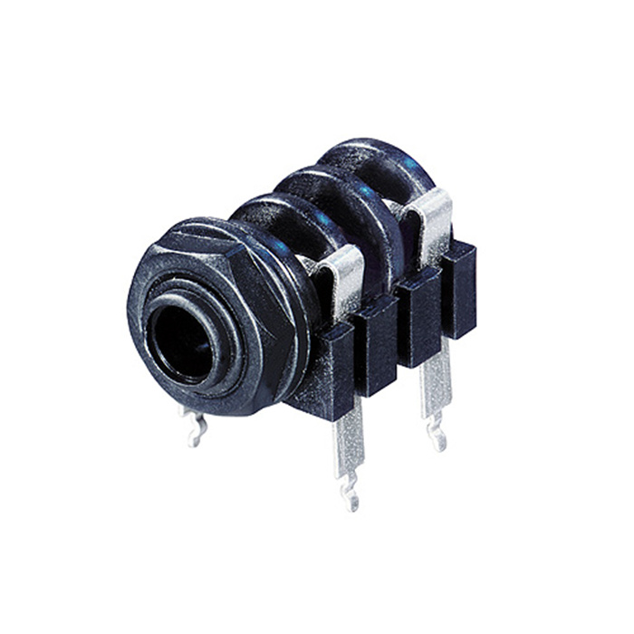 2 Pole Horizontal 1/4'' jack, switched, plastic housing with nut and washer (15 mm distance to PCB) 2 Pole Horizontal 1/4'' jack, switched, plastic housing with nut and washer (15 mm distance to PCB)