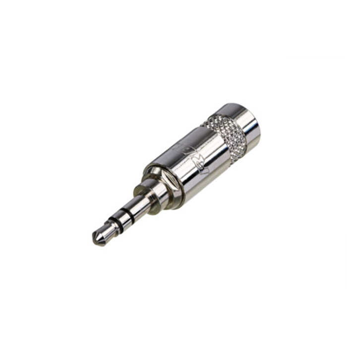 3,5 mm plug (Mini jack), 3 pole (Stereo), metal w. crimp strain relief (OD up to 6 mm) 3,5 mm plug (Mini jack), 3 pole (Stereo), metal w. crimp strain relief (OD up to 6 mm)