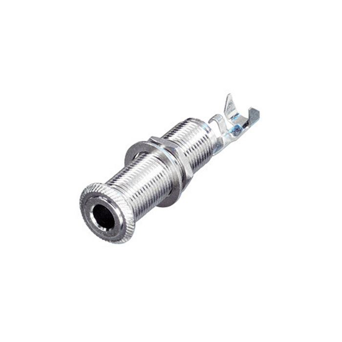 3 pole 1/4'' jack for thick panels, long-threaded bushing with washer and nut, full metal 3 pole 1/4'' jack for thick panels, long-threaded bushing with washer and nut, full metal
