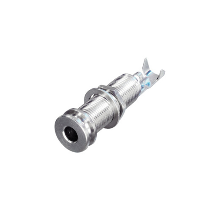 3 pole 1/4" jack, long-threaded bushing with washer and nut, full metal (special guitar) 3 pole 1/4" jack, long-threaded bushing with washer and nut, full metal (special guitar)