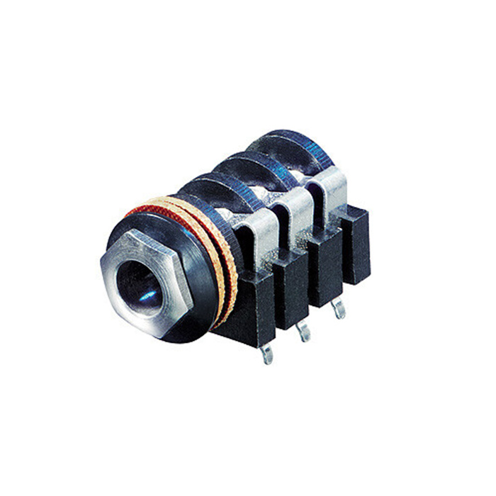 3 Pole Horizontal 1/4'' jack, switched, plastic housing, chrome ferrule nut (8 mm distance to PCB) 3 Pole Horizontal 1/4'' jack, switched, plastic housing, chrome ferrule nut (8 mm distance to PCB)