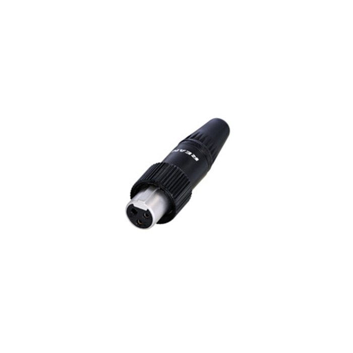 3 pole TINY XLR fem. cable conn., Black housing & Gold cts, screw locking (OD 2-4.5mm) 3 pole TINY XLR fem. cable conn., Black housing & Gold cts, screw locking (OD 2-4.5mm)