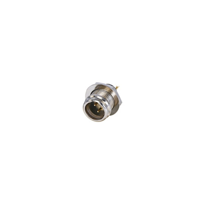 3 pole TINY XLR male chassis connector, Nickel housing & Gold cts 3 pole TINY XLR male chassis connector, Nickel housing & Gold cts