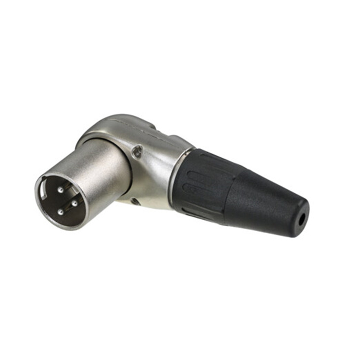3 pole XLR male cable conn. right-angled (Nickel housing, Silver plated contacts) 3 pole XLR male cable conn. right-angled (Nickel housing, Silver plated contacts)