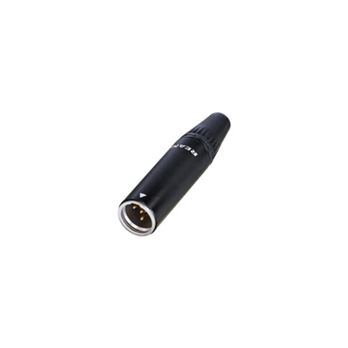 4 pole TINY XLR male cable conn., Black housing & Gold cts (OD 2-4.5mm) 4 pole TINY XLR male cable conn., Black housing & Gold cts (OD 2-4.5mm)