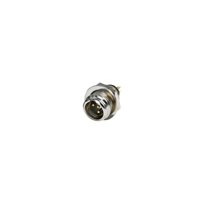 4 pole TINY XLR male chassis connector, Nickel housing & Gold cts 4 pole TINY XLR male chassis connector, Nickel housing & Gold cts