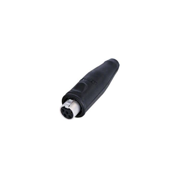 5 pole TINY XLR fem. cable conn., Black housing & Gold cts, water resistant boot (OD 2-4.5mm) 5 pole TINY XLR fem. cable conn., Black housing & Gold cts, water resistant boot (OD 2-4.5mm)