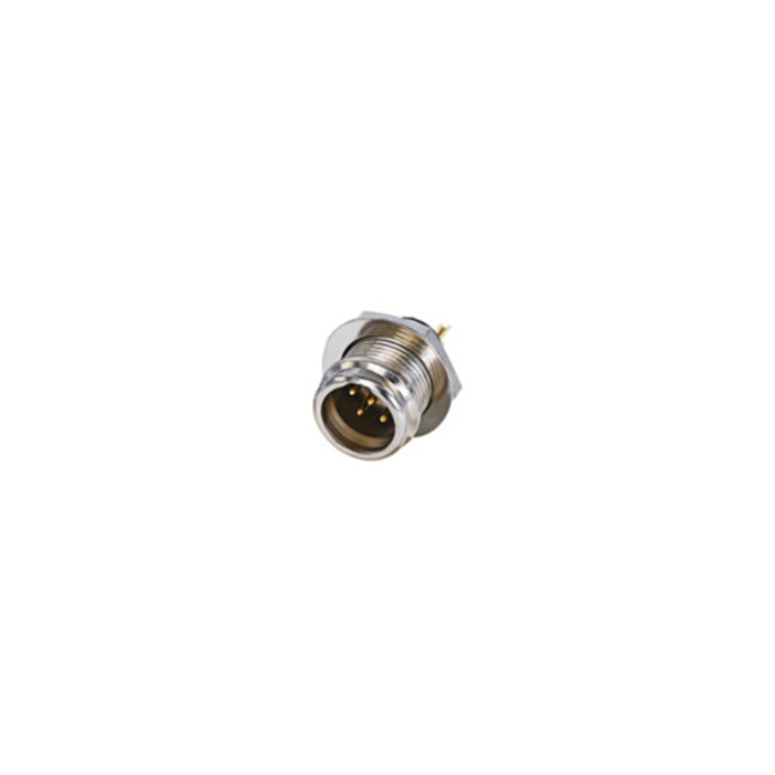5 pole TINY XLR male chassis connector, Nickel housing & Gold cts 5 pole TINY XLR male chassis connector, Nickel housing & Gold cts