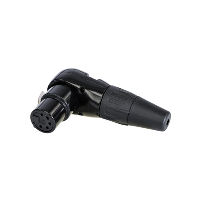5 pole XLR female cable conn. right-angled (Black housing, gold plated contacts) 5 pole XLR female cable conn. right-angled (Black housing, gold plated contacts)