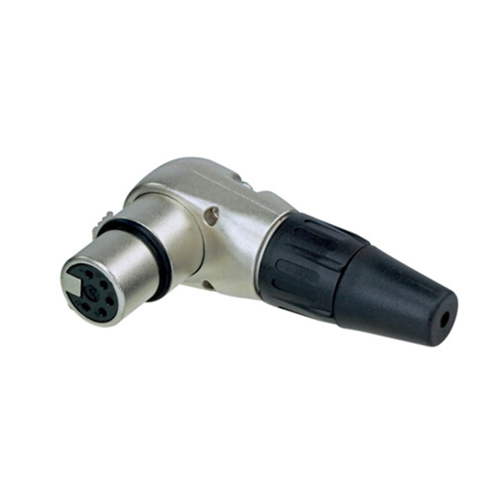 5 pole XLR female cable conn. right-angled (Nickel housing, Silver plated contacts) 5 pole XLR female cable conn. right-angled (Nickel housing, Silver plated contacts)