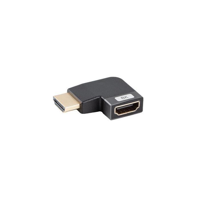 Adapter 90° (angled left) HDMI 2.1 (48 Gbps) male - HDMI female (UHD-2/8K/4320p@60Hz), Silver Adapter 90° (angled left) HDMI 2.1 (48 Gbps) male - HDMI female (UHD-2/8K/4320p@60Hz), Silver