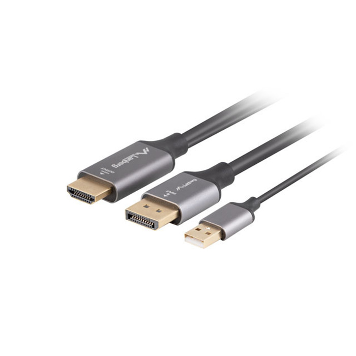 Adapter Cable HDMI 2.0 (18 Gbps) male - DisplayPort 1.2 male (UHD/4K/2160p@60Hz), Black - 1m Adapter Cable HDMI 2.0 (18 Gbps) male - DisplayPort 1.2 male (UHD/4K/2160p@60Hz), Black - 1m