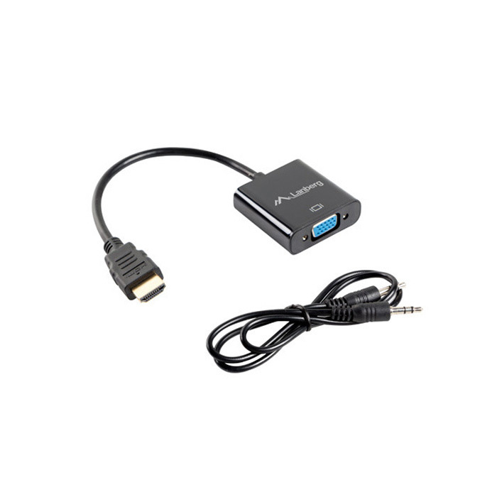 Adapter Cable HDMI male - VGA (HD15) female (FullHD, WUXGA, 1920 x 1200@60Hz), Black - 20cm Adapter Cable HDMI male - VGA (HD15) female (FullHD, WUXGA, 1920 x 1200@60Hz), Black - 20cm