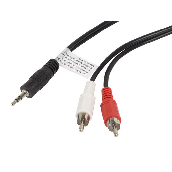 Adapter cable with Mini jack 3,5mm male Stereo – 2 x Cinch/RCA male, Black - 1,5m Adapter cable with Mini jack 3,5mm male Stereo – 2 x Cinch/RCA male, Black - 1,5m