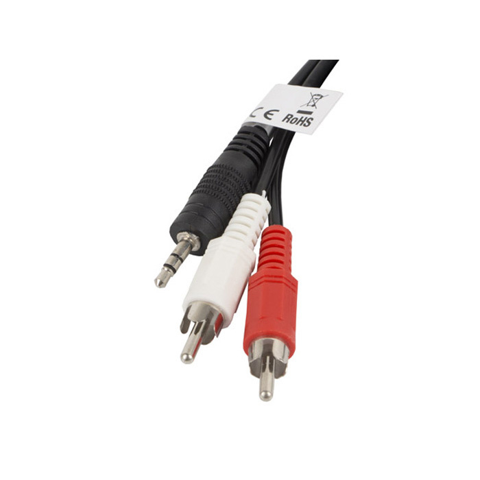 Adapter cable with Mini jack 3,5mm male Stereo – 2 x Cinch/RCA male, Black - 2m Adapter cable with Mini jack 3,5mm male Stereo – 2 x Cinch/RCA male, Black - 2m