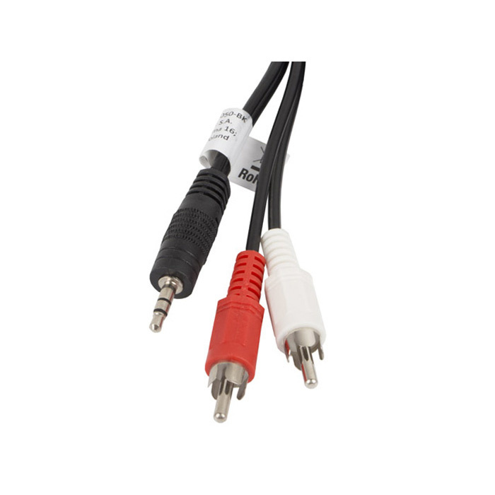 Adapter cable with Mini jack 3,5mm male Stereo – 2 x Cinch/RCA male, Black - 5m Adapter cable with Mini jack 3,5mm male Stereo – 2 x Cinch/RCA male, Black - 5m
