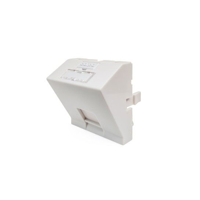 Angled Faceplate (45 x 45 x 38,6 mm) with 1 port for RJ45 Keystone Jack, White (RAL9003) Angled Faceplate (45 x 45 x 38,6 mm) with 1 port for RJ45 Keystone Jack, White (RAL9003)