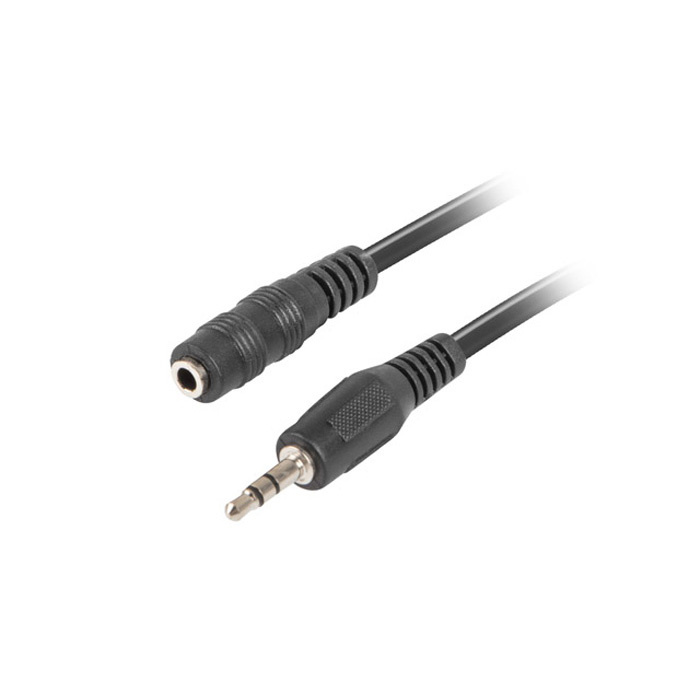 Audio cable with Mini jack 3,5mm male Stereo – Mini jack 3,5mm female Stereo, Black – 5m Audio cable with Mini jack 3,5mm male Stereo – Mini jack 3,5mm female Stereo, Black – 5m