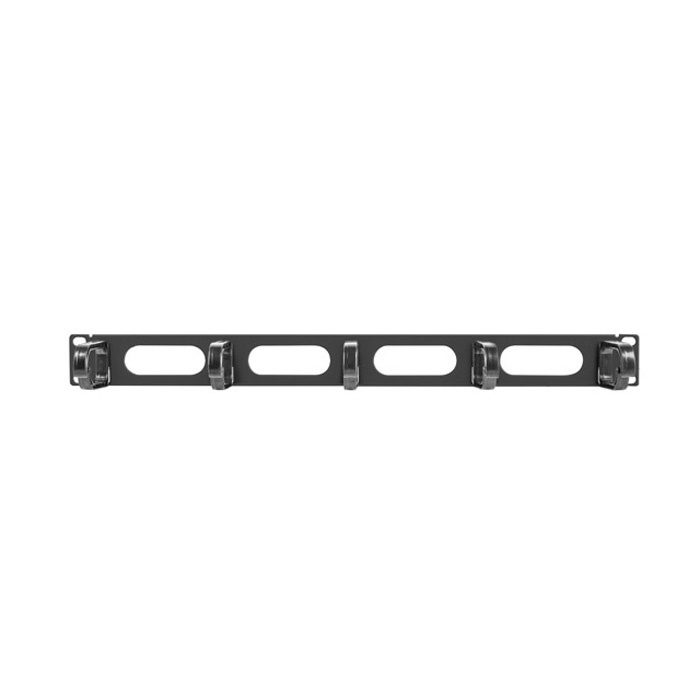 Cable Management 19" - 1U, 5 Plastic Rings and 4 holes, Black (RAL9004) Cable Management 19" - 1U, 5 Plastic Rings and 4 holes, Black (RAL9004)