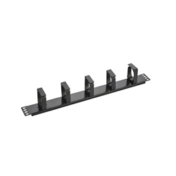 Cable Management 19" - 1U, 5 Plastic Rings, Black (RAL9004)