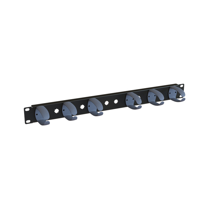 Cable Management 19" - 1U, 6 Removable Plastic Rings, Black Cable Management 19" - 1U, 6 Removable Plastic Rings, Black