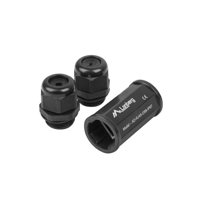 CAT.6 FTP RJ45 feedthrough Coupler (Waterproof, IP67), Black CAT.6 FTP RJ45 feedthrough Coupler (Waterproof, IP67), Black