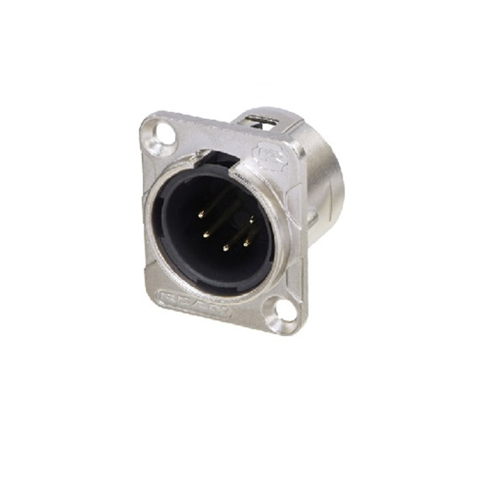 D Series/Indoor - 5 pole XLR male D-size chassis connector, Nickel housing & Tin contacts D Series/Indoor - 5 pole XLR male D-size chassis connector, Nickel housing & Tin contacts