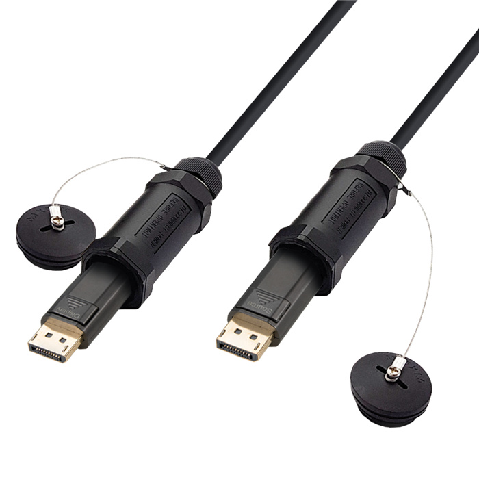 DisplayPort 1.4 AOC Steel-Armored Hybrid Cable, Male-to-Male, 2x IP Sleeve, 40m DisplayPort 1.4 AOC Steel-Armored Hybrid Cable, Male-to-Male, 2x IP Sleeve, 40m