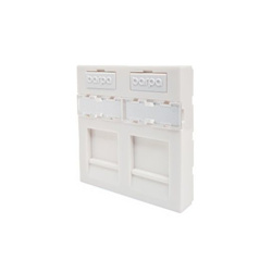 Faceplate (45 x 45 x 38,6 mm) with 2 ports for RJ45 Keystone Jack, White (RAL9003)