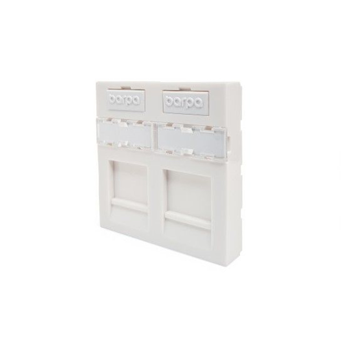 Faceplate (45 x 45 x 38,6 mm) with 2 ports for RJ45 Keystone Jack, White (RAL9003) Faceplate (45 x 45 x 38,6 mm) with 2 ports for RJ45 Keystone Jack, White (RAL9003)