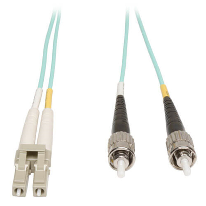 Fiber patch cord LC - ST Duplex Multimode 50/125, OM3, LSZH, 2mm, AQUA - 3m Fiber patch cord LC - ST Duplex Multimode 50/125, OM3, LSZH, 2mm, AQUA - 3m