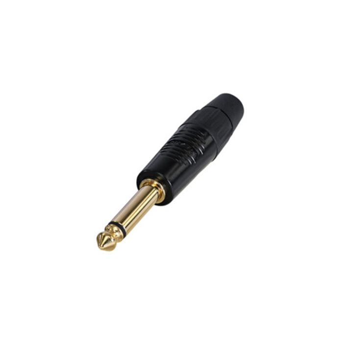 Finger Groove - 1/4" plug (6.35mm male jack), 2 pole (Mono), Black shell & gold contacts Finger Groove - 1/4" plug (6.35mm male jack), 2 pole (Mono), Black shell & gold contacts