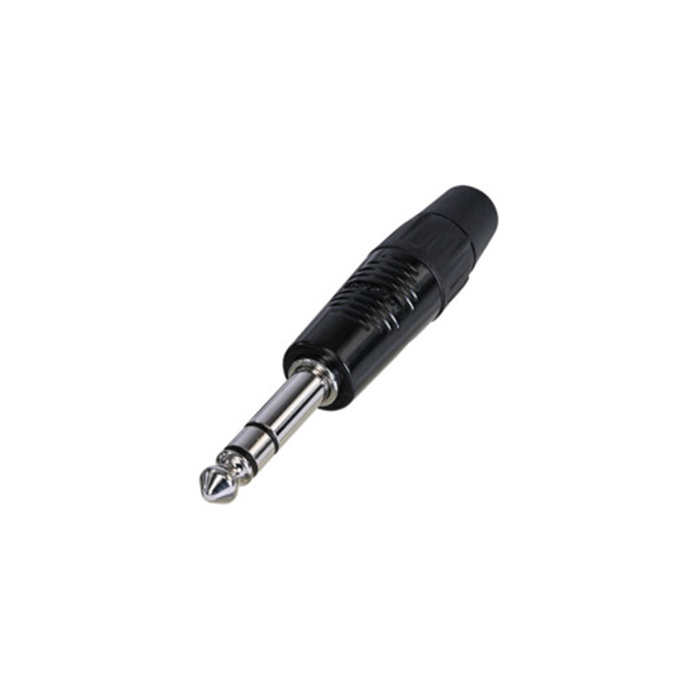 Finger Groove - 1/4" plug (6.35mm male jack), 3 pole (Stereo), Black shell & tin contacts Finger Groove - 1/4" plug (6.35mm male jack), 3 pole (Stereo), Black shell & tin contacts