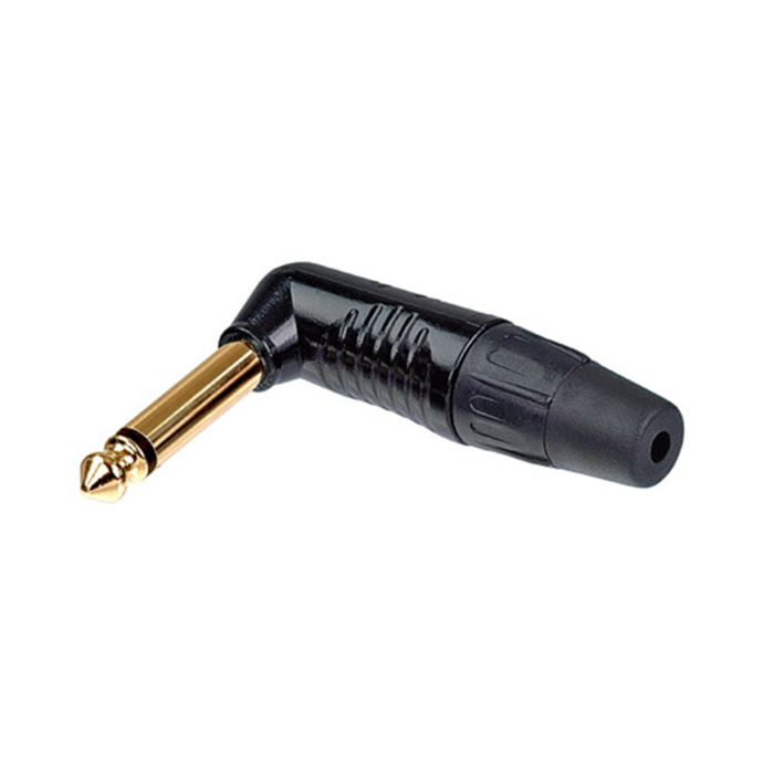 Finger Groove - 1/4" right angle plug (6.35mm male jack), 2 pole (Mono), Black shell & gold contacts Finger Groove - 1/4" right angle plug (6.35mm male jack), 2 pole (Mono), Black shell & gold contacts