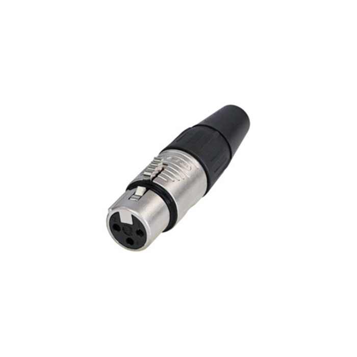 Finger Groove - 3 pole XLR female cable connector, Nickel housing & Silver contacts Finger Groove - 3 pole XLR female cable connector, Nickel housing & Silver contacts