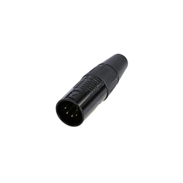 Finger Groove - 5 pole XLR male cable connector, Black housing & Gold contacts Finger Groove - 5 pole XLR male cable connector, Black housing & Gold contacts