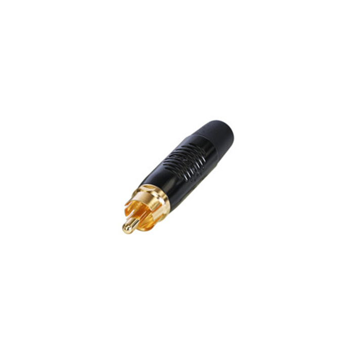 Finger Groove Phono plug (Cinch/RCA) black shell, gold plated cts, Black boot (cable OD 4-6 mm) Finger Groove Phono plug (Cinch/RCA) black shell, gold plated cts, Black boot (cable OD 4-6 mm)