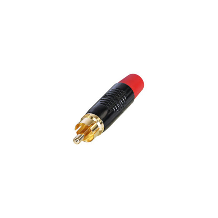 Finger Groove Phono plug (Cinch/RCA) black shell, gold plated cts, red boot (cable OD 4-6 mm) Finger Groove Phono plug (Cinch/RCA) black shell, gold plated cts, red boot (cable OD 4-6 mm)
