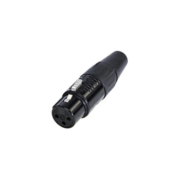 Finger Groove Series - 3 pole female XLR cable connector - Black housing, Gold plated contacts Finger Groove Series - 3 pole female XLR cable connector - Black housing, Gold plated contacts