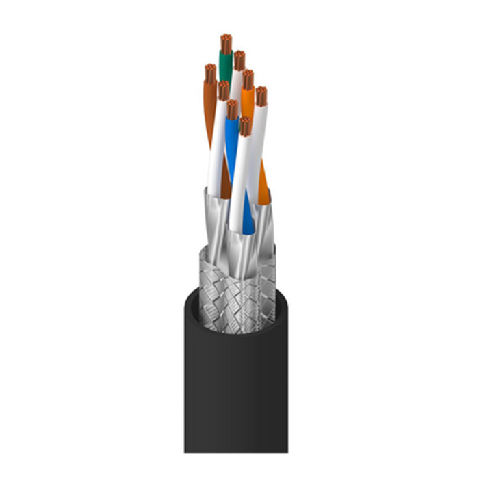 Flexible Cat 7 (S/FTP, 4 Unbonded Pairs, AWG26) PUR, Ø 6,8mm, Black Flexible Cat 7 (S/FTP, 4 Unbonded Pairs, AWG26) PUR, Ø 6,8mm, Black