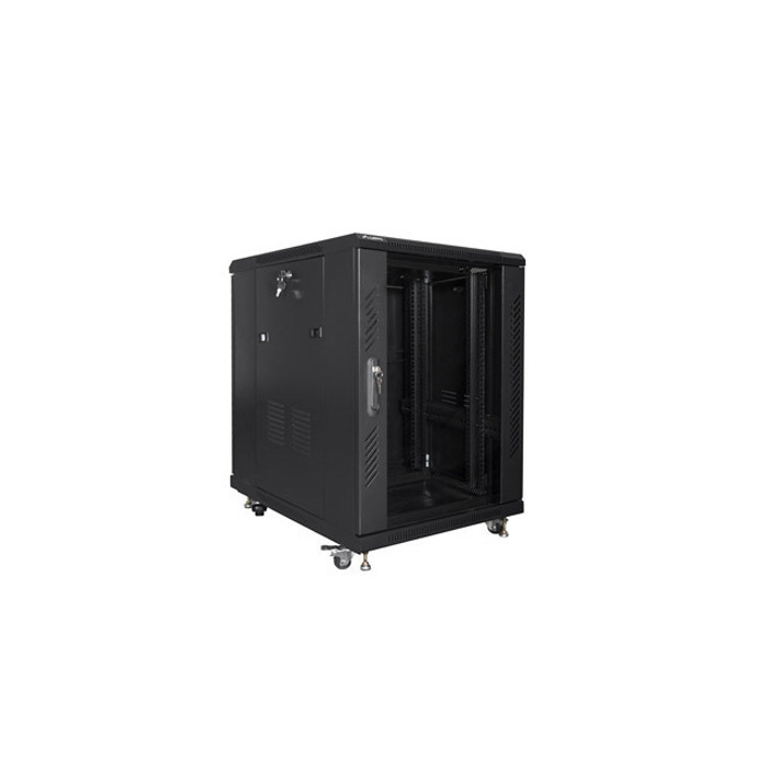 Floor-standing rack 19” - 15U - 600 x 800, Black (RAL9004), Glass front door (Unassembled) Floor-standing rack 19” - 15U - 600 x 800, Black (RAL9004), Glass front door (Unassembled)