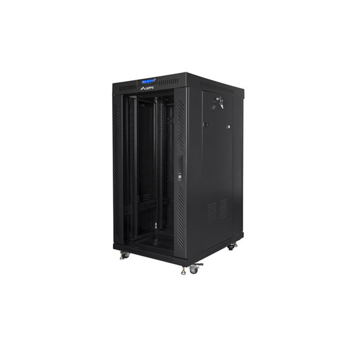 Floor-standing rack 19” - 22U - 600 x 600, Black (RAL9004), Glass front door & LCD (Unassembled) Floor-standing rack 19” - 22U - 600 x 600, Black (RAL9004), Glass front door & LCD (Unassembled)