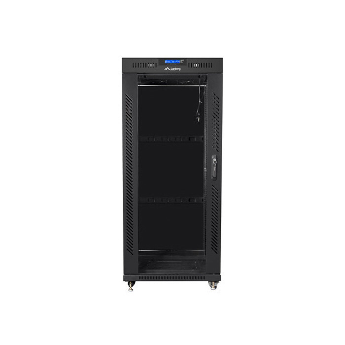 Floor-standing rack 19” - 22U - 800 x 800, Black (RAL9004), Glass front door & LCD (Unassembled) Floor-standing rack 19” - 22U - 800 x 800, Black (RAL9004), Glass front door & LCD (Unassembled)