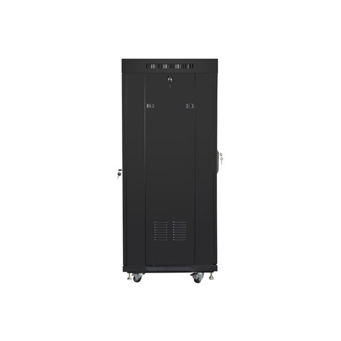 Floor-standing rack 19” - 27U - 600 x 600, Black (RAL9004), Glass front door & LCD (Unassembled) Floor-standing rack 19” - 27U - 600 x 600, Black (RAL9004), Glass front door & LCD (Unassembled)
