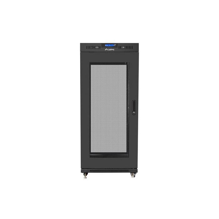 Floor-standing rack 19” - 27U - 600 x 600, Black (RAL9004), Mesh front door & LCD (Unassembled) Floor-standing rack 19” - 27U - 600 x 600, Black (RAL9004), Mesh front door & LCD (Unassembled)