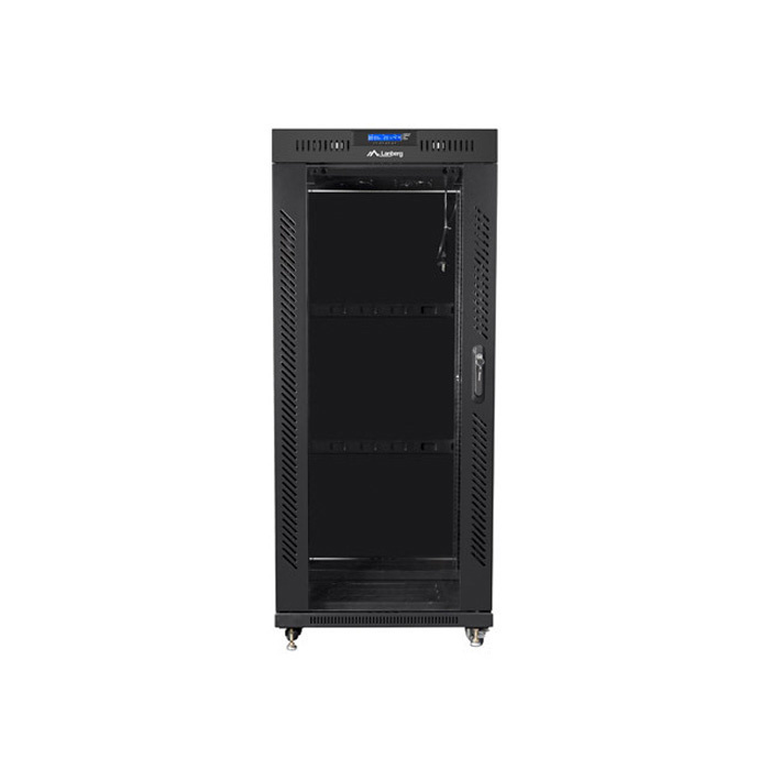 Floor-standing rack 19” - 27U - 600 x 800, Black (RAL9004), Glass front door & LCD (Unassembled) Floor-standing rack 19” - 27U - 600 x 800, Black (RAL9004), Glass front door & LCD (Unassembled)
