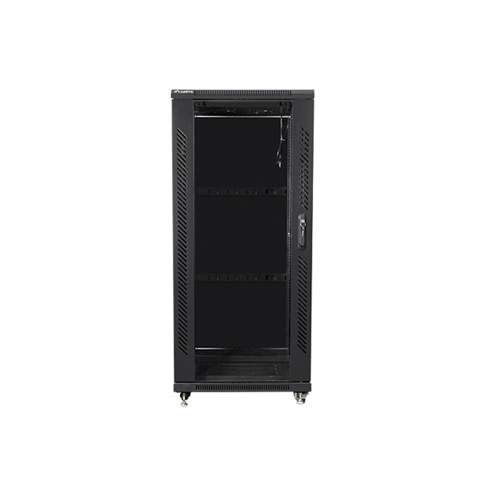 Floor-standing rack 19” - 27U - 600 x 800, Black (RAL9004), Glass front door (Unassembled) Floor-standing rack 19” - 27U - 600 x 800, Black (RAL9004), Glass front door (Unassembled)